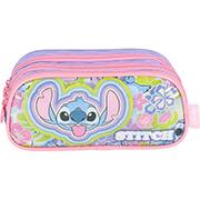 Estojo Escolar Duplo em Poliéster Stitch Disney EI41544SC Luxcel - PT 1 UN