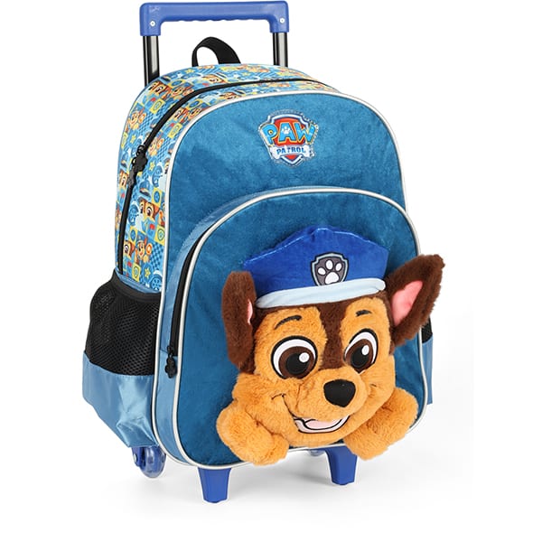 Mochila escolar em poliéster com rodas, Patrulha Canina, Azul, IC40892PA, Luxcel - PT 1 UN