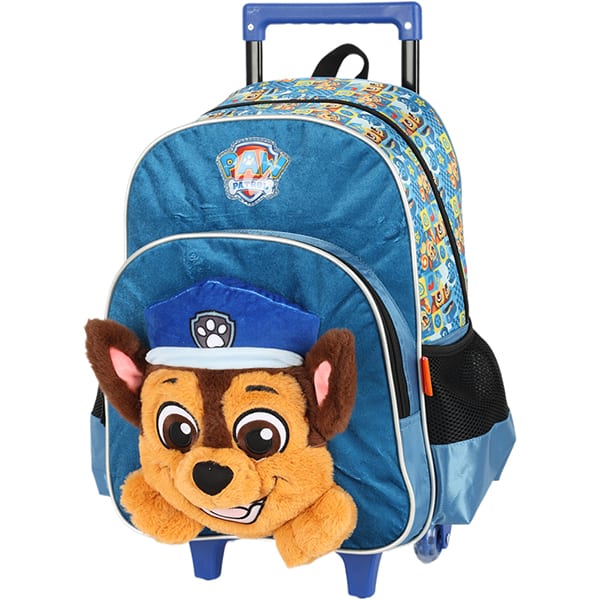 Mochila escolar em poliéster com rodas, Patrulha Canina, Azul, IC40892PA, Luxcel - PT 1 UN