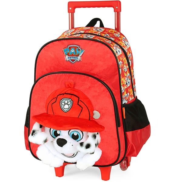 Mochila escolar em poliéster com rodas, Patrulha Canina, vermelho, IC40892PA, Luxcel - PT 1 UN