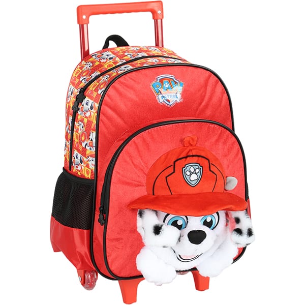 Mochila escolar em poliéster com rodas, Patrulha Canina, vermelho, IC40892PA, Luxcel - PT 1 UN