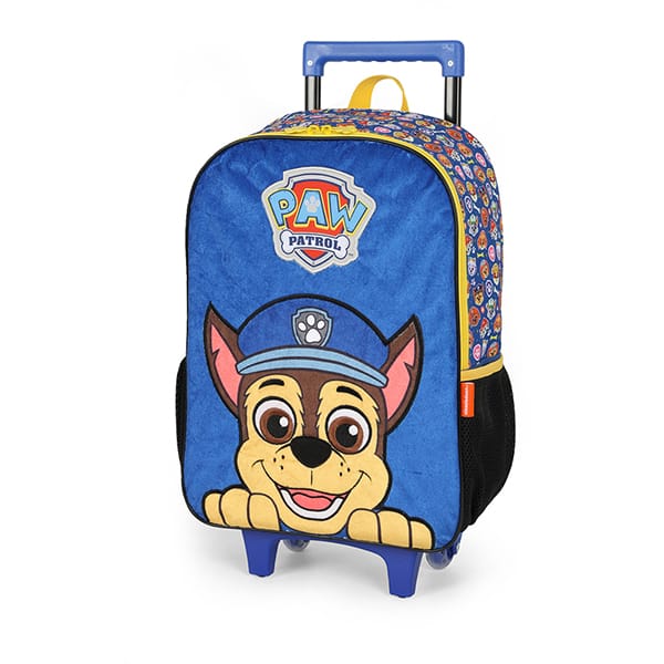 Mochila escolar em poliéster com rodas, Patrulha Canina, Azul, IC41622PA, Luxcel - PT 1 UN