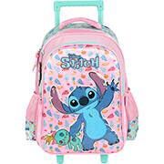 Mochila Escolar Infantil de Rodinhas Stitch Disney Rosa IC41552SC Luxcel - PT 1 UN