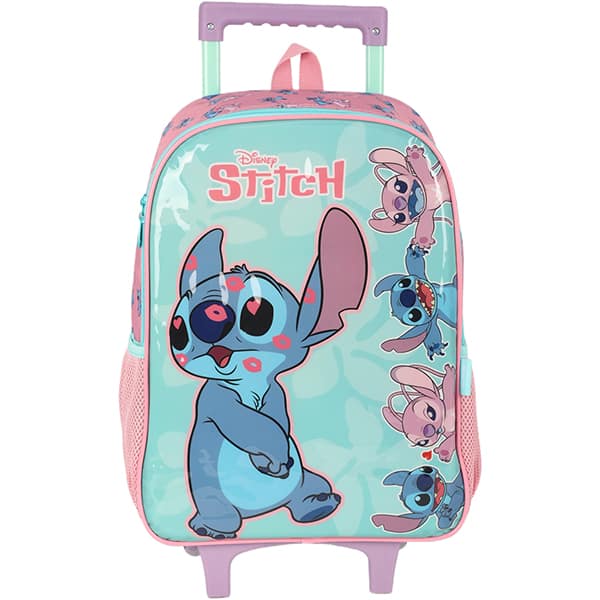 Mochila Escolar Infantil de Rodinhas Stitch Disney Verde IC41532SC Luxcel - PT 1 UN