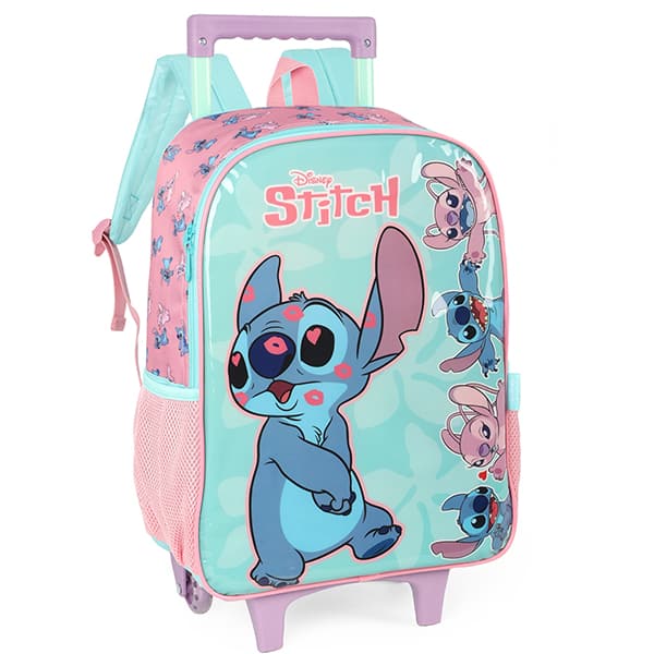 Mochila Escolar Infantil de Rodinhas Stitch Disney Verde IC41532SC Luxcel - PT 1 UN