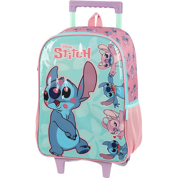 Mochila Escolar Infantil de Rodinhas Stitch Disney Verde IC41532SC Luxcel - PT 1 UN