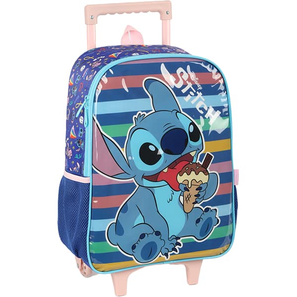 Mochila Escolar Infantil de Rodinhas Stitch Disney Azul IC41532SC Luxcel - PT 1 UN