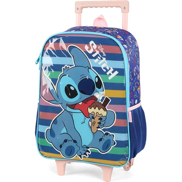 Mochila Escolar Infantil de Rodinhas Stitch Disney Azul IC41532SC Luxcel - PT 1 UN