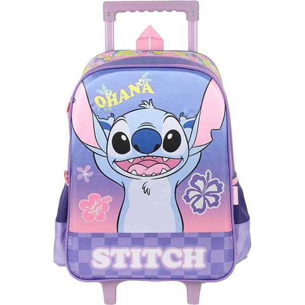 Mochila Escolar Infantil de Rodinhas Stitch Disney Violeta IC41542SC Luxcel - PT 1 UN