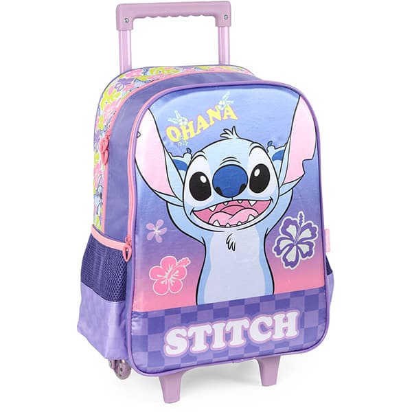 Mochila Escolar Infantil de Rodinhas Stitch Disney Violeta IC41542SC Luxcel - PT 1 UN