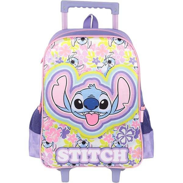 Mochila Escolar Infantil de Rodinhas Stitch Disney Lilás IC41542SC Luxcel - PT 1 UN