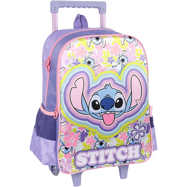 Mochila Escolar Infantil de Rodinhas Stitch Disney Lilás IC41542SC Luxcel - PT 1 UN