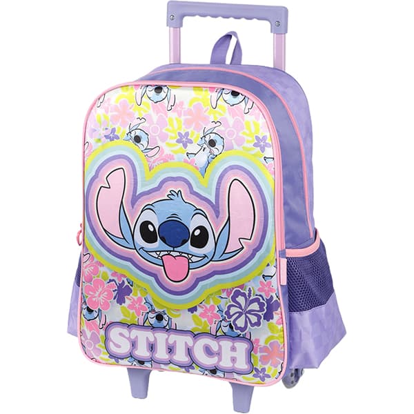 Mochila Escolar Infantil de Rodinhas Stitch Disney Lilás IC41542SC Luxcel - PT 1 UN