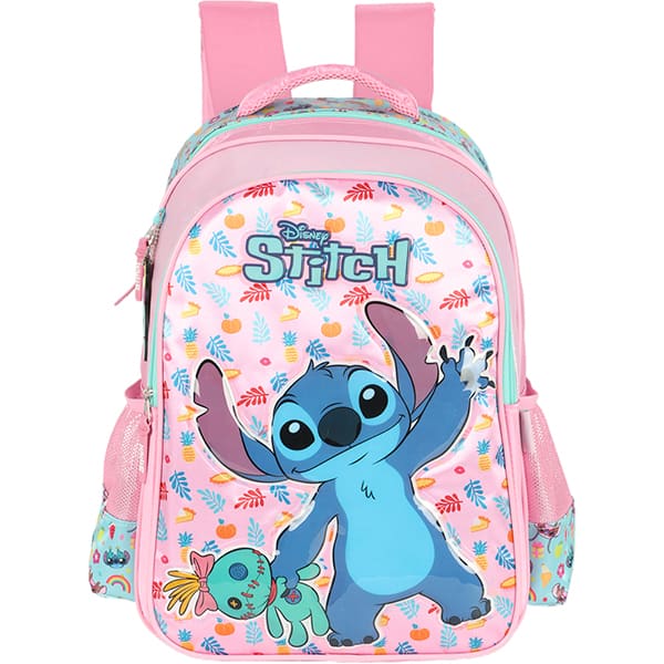 Mochila Escolar Infantíl em Poliéster Stitch Disney Rosa IS41551SC Luxcel - PT 1 UN