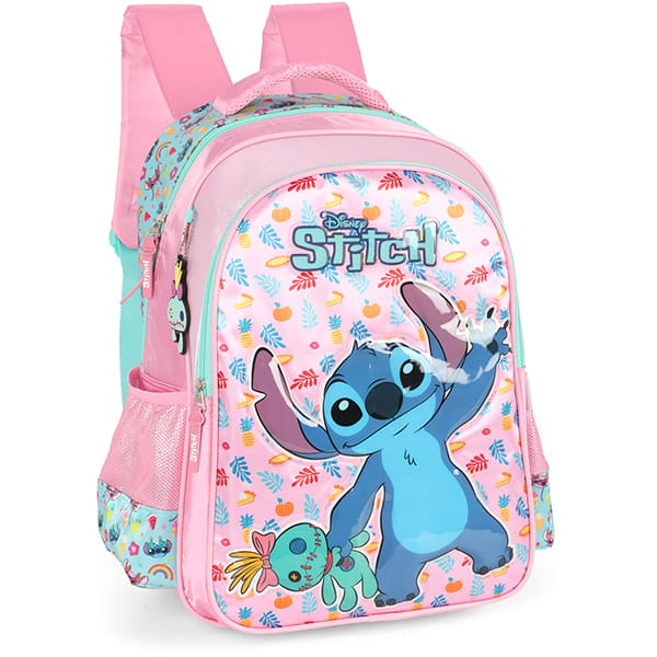 Mochila Escolar Infantíl em Poliéster Stitch Disney Rosa IS41551SC Luxcel - PT 1 UN