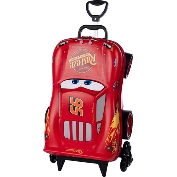 Mochila Escolar Infantil de Rodinhas Disney Carros Relâmpago McQueen em EVA Maxtoy - PT 1 UN