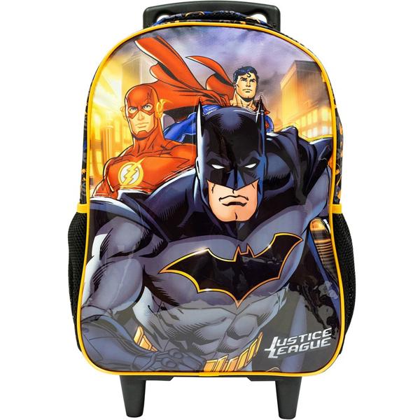 Mochila Escolar Infantil de Rodinhas DC Liga da Justiça em Poliéster 16" Xeryus - PT 1 UN