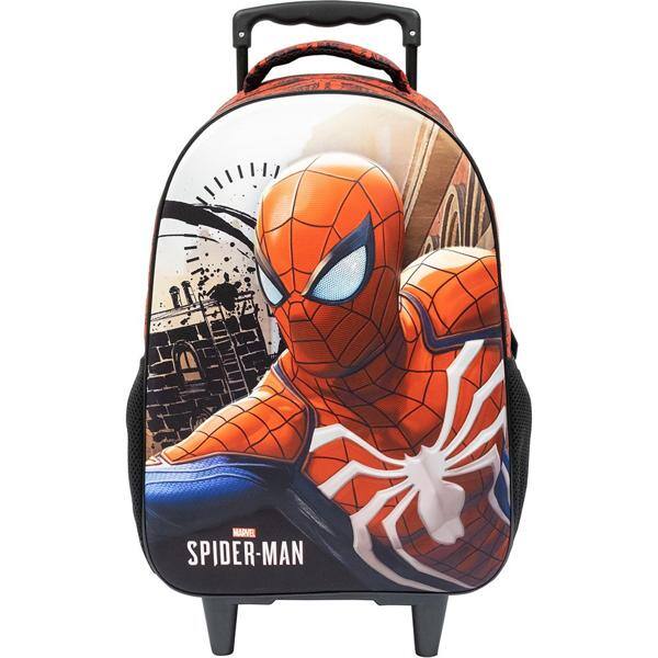 Mochila Escolar Infantil de Rodinhas Marvel Homem Aranha em Poliéster 18" Xeryus - PT 1 UN