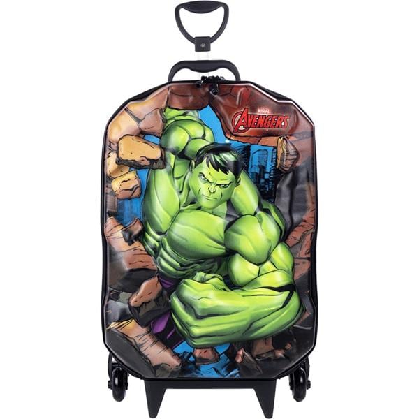 Mochila Escolar Infantil de Rodinhas Marvel Vingadores Avengers Hulk em EVA Maxtoy - PT 1 UN