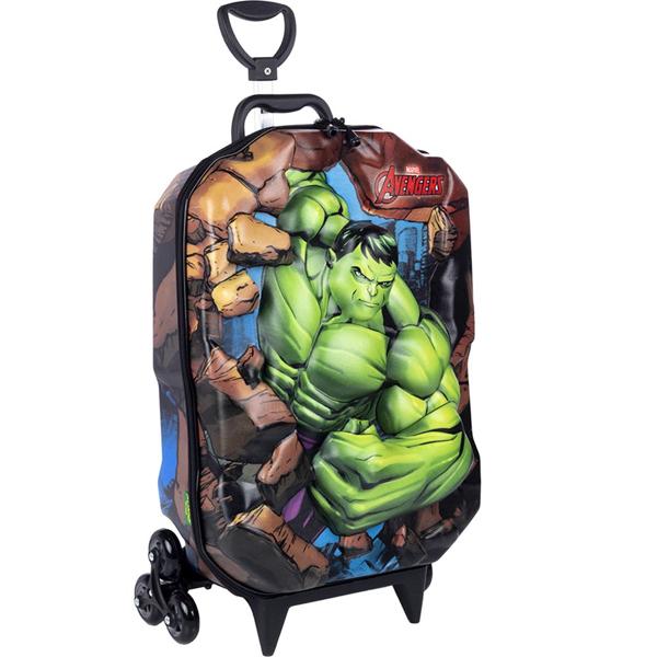 Mochila Escolar Infantil de Rodinhas Marvel Vingadores Avengers Hulk em EVA Maxtoy - PT 1 UN