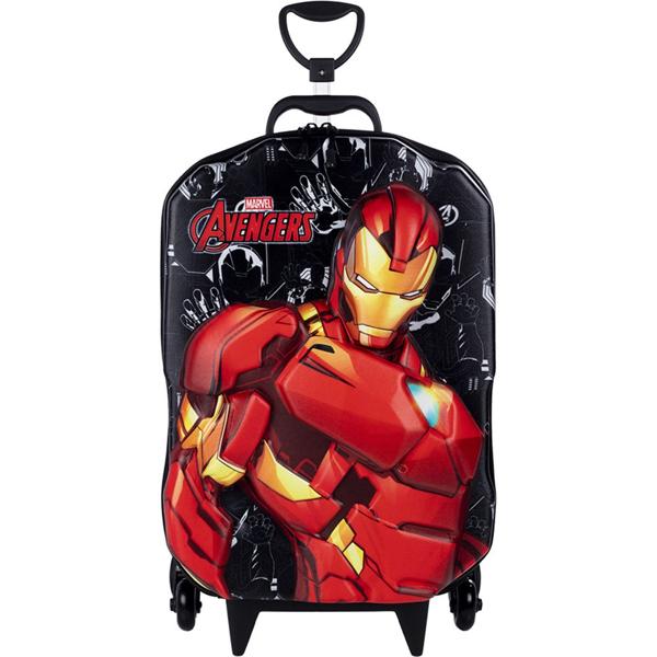 Mochila Escolar Infantil de Rodinhas Marvel Vingadores Avengers Homem de Ferro em EVA Maxtoy - PT 1 UN