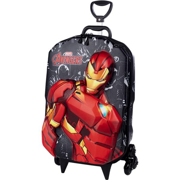 Mochila Escolar Infantil de Rodinhas Marvel Vingadores Avengers Homem de Ferro em EVA Maxtoy - PT 1 UN