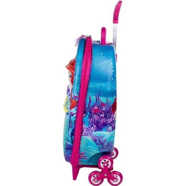 Mochila Escolar Infantil de Rodinhas Disney Princesas Ariel em EVA Maxtoy - PT 1 UN