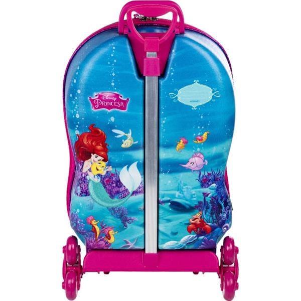 Mochila Escolar Infantil de Rodinhas Disney Princesas Ariel em EVA Maxtoy - PT 1 UN