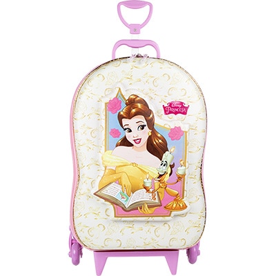 Mochila Escolar Infantil de Rodinhas Disney Princesas Bela em EVA Maxtoy - PT 1 UN