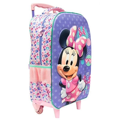 Mochila Escolar Infantil de Rodinhas Disney Minnie em Poliéster 18" Xeryus - PT 1 UN