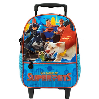 Mochila Escolar Infantil de Rodinhas DC Super Pets em Poliéster 16" Xeryus - PT 1 UN