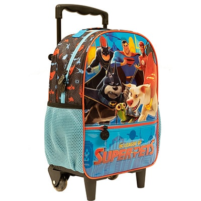 Mochila Escolar Infantil de Rodinhas DC Super Pets em Poliéster 16" Xeryus - PT 1 UN