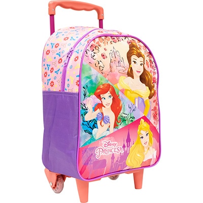 Mochila Escolar Infantil de Rodinhas Princesas Disney em Poliéster 16" Xeryus - PT 1 UN