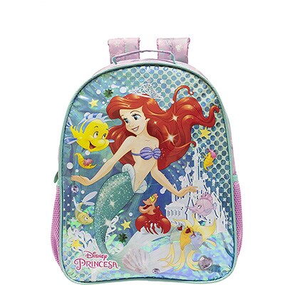 Mochila Infantil Disney Princesas Ariel em Poliéster 16" Xeryus - PT 1 UN