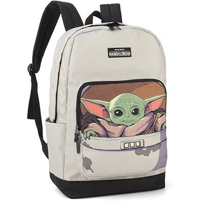Mochila poliéster, Mandalorian, cinza, MS46445ML, Luxcel - PT 1 UN