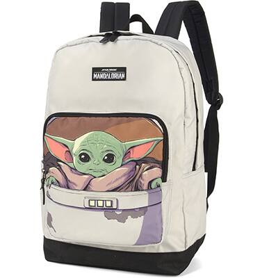 Mochila poliéster, Mandalorian, cinza, MS46445ML, Luxcel - PT 1 UN