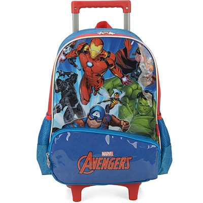 Mochila Escolar Infantil de Rodinhas Marvel Vingadores Avengers em Poliéster Luxcel - PT 1 UN