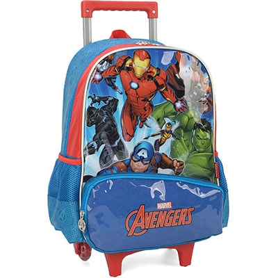 Mochila Escolar Infantil de Rodinhas Marvel Vingadores Avengers em Poliéster Luxcel - PT 1 UN