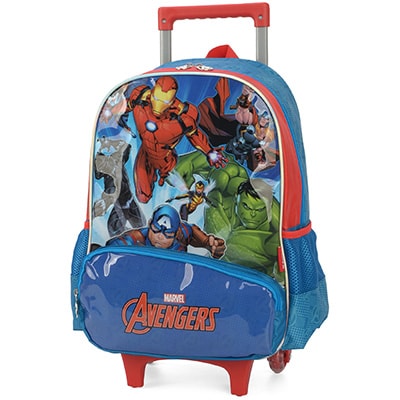 Mochila Escolar Infantil de Rodinhas Vingadores Avengers Marvel em Poliéster Luxcel - PT 1 UN