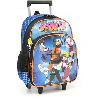 Mochila Escolar Infantil de Rodinhas Naruto Boruto em Poliéster Luxcel - PT 1 UN