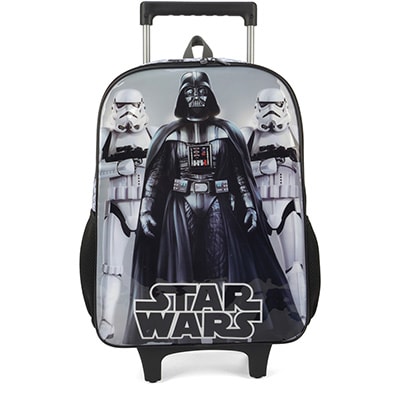 Mochila Escolar Infantil de Rodinhas Star Wars em Poliéster Luxcel - PT 1 UN