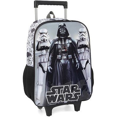 Mochila Escolar Infantil de Rodinhas Star Wars em Poliéster Luxcel - PT 1 UN