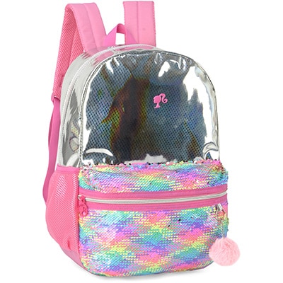 Mochila poliéster, Barbie, Rosa, MS46378BB, Luxcel - PT 1 UN