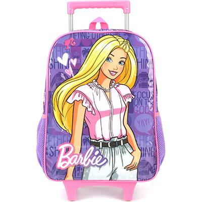 Mochila Escolar Infantil de Rodinhas Barbie Mattel em Poliéster Luxcel - PT 1 UN
