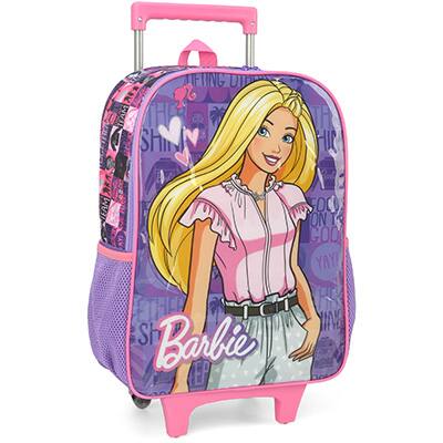 Mochila Escolar Infantil de Rodinhas Barbie Mattel em Poliéster Luxcel - PT 1 UN