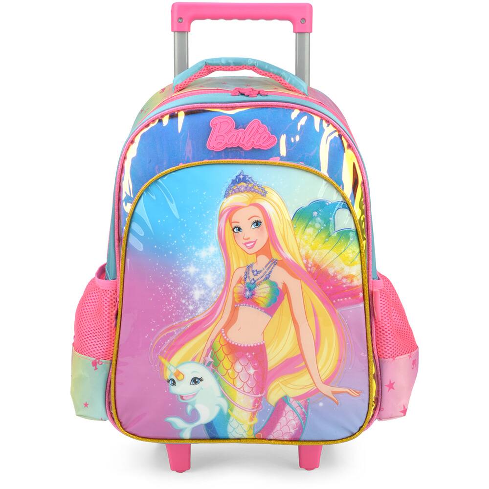 Mochila com Rodinhas 360 Graus Prata Barbie Luxcel - minipreco