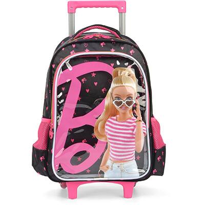 Mochila Escolar Infantil de Rodinhas Barbie Mattel em Poliéster Luxcel - PT 1 UN