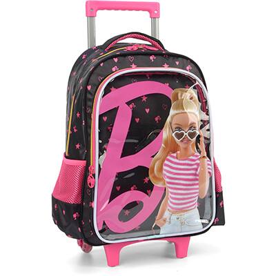 Mochila Escolar Infantil de Rodinhas Barbie Mattel em Poliéster Luxcel - PT 1 UN