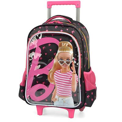 Mochila Escolar Infantil de Rodinhas Barbie Mattel em Poliéster Luxcel - PT 1 UN