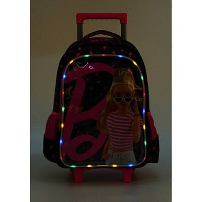 Mochila Escolar Infantil de Rodinhas Barbie Mattel em Poliéster Luxcel - PT 1 UN